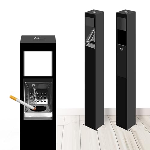 Cendrier Extérieur Cigarettes, Cendrier Exterieur sur Pied, Élimination des Mégots de Cigarettes en Extérieur, Réceptacles à Fumer Commerciaux Noirs