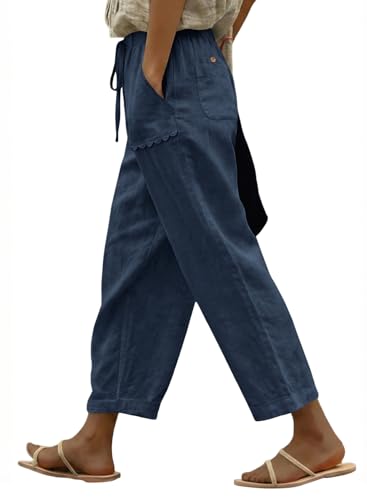 Image of Acelitt Women Casual Lightweight Drawstring Elastic Waist Pants with Pockets, S-XXL