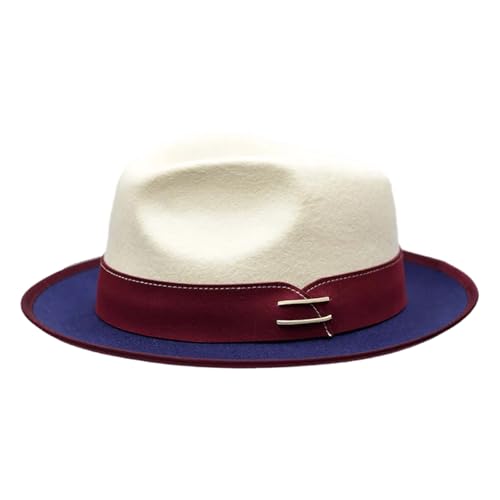 Chapeau Fedora style français en laine Morain aux finitions patchwork haut de gamme