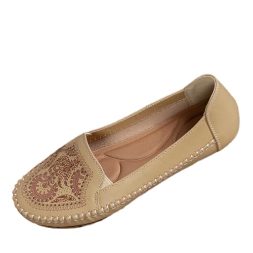 Image of Loafers for Women Leather Business Casual Shoes Comfortable Lightweight Penny Loafers Slip On Work Flats Moccasins Driving Boat Shoes