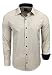Produktbild Rusty Neal Herren-Hemd Premium Slim Fit Langarm Stretch Kontrast Hemd Business-Hemden Freizeithemd, Größe S-6XL:6XL, Farbe:Beige