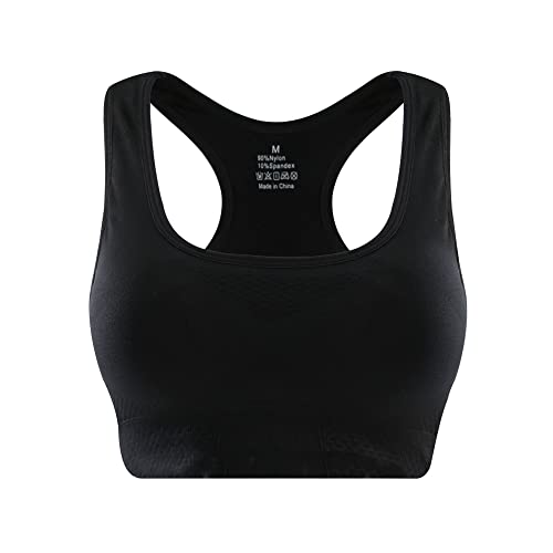 ZOEREA Damen Sport BH Seamless Ohne Buegel Atmungsaktiv Hohe Elastizität Gepolstert Comfort Frauen Sports Bra Set Fitness Yoga Bra Schwarz,XXL Cover