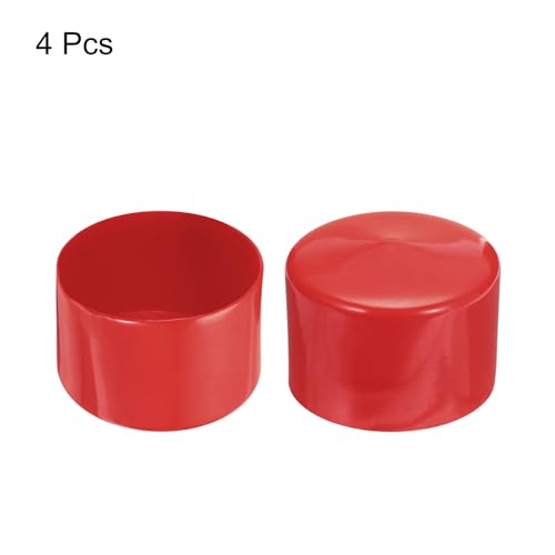 Image of uxcell 4pcs Rubber End Caps 85mm ID Vinyl Round End Cap Cover Screw Thread Protectors Red, 50mm Height