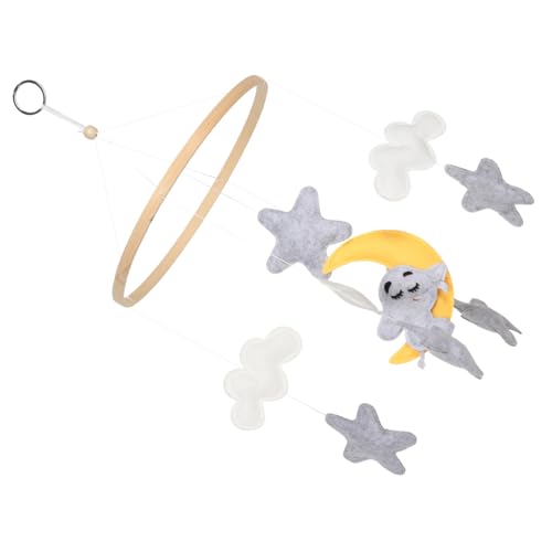 WOONEKY ベビーベッド吊り下げ装飾 車用の赤ちゃんのおもちゃ ニュートラルベビーベッドモバイル 移動式ベビーベッド 赤ちゃんぶら下げおもちゃ 手作りのクマ ファブリック Grey