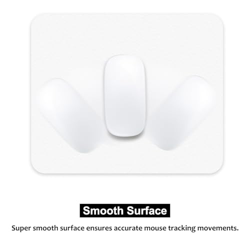 Image of Audimi White Mouse Pad, All White Mousepad with Non-Slip Thin Mouse Mat for Computer Laptop Wireless Mouse Home Office Travel Work 9.5X7.9 Inch (24X20X0.2Cm)