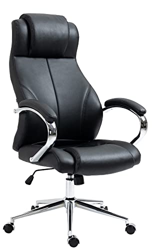 CLP Chaise de Bureau Salford I Chaise de Bureau avec revêtement en Cuir véritable I Chaise réglable en Hauteur et pivotante, Couleur:Noir