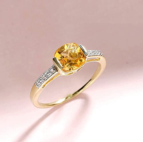 YoTreasure 10K Yellow Gold Citrine & London Blue Topaz Gemstone Ring | Engagement & Birthstone Jewelry for Women | Available in Sizes 6-104