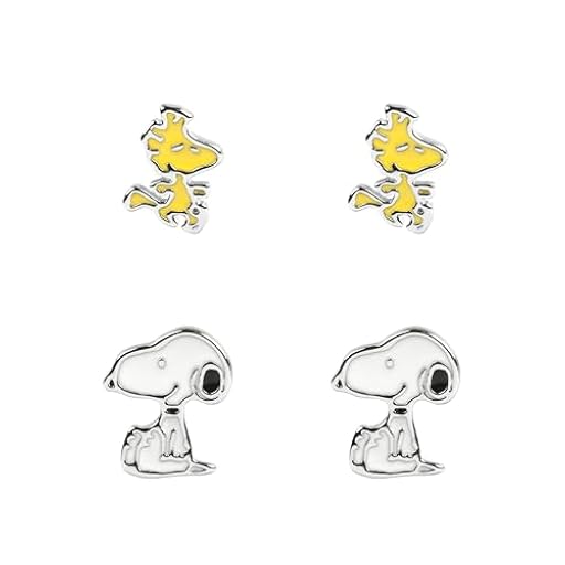Peanuts Snoopy & Woodstock Mujer Set de Pendientes Blanco/Amarillo Metal | Ya disponible en tu tienda friki favorita! En mundofriki.es!