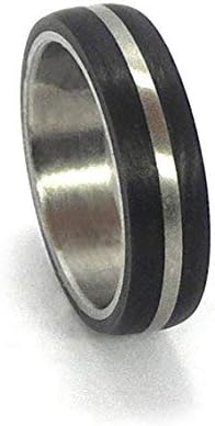 Men's titanium and carbon fiber ring. Unique black wedding band. Water resistant, very durable and hypoallergenic. (00304_7N)
