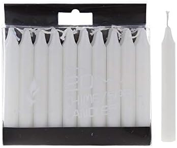 Mega Candles 20 pcs Unscented White Mini Taper Candle, 4 Inch Tall x 1/2 Inch Diameter, Great for Casting Chimes, Rituals, Spells, Vigil, Witchcraft, Wiccan Supplies, Wax Play & More