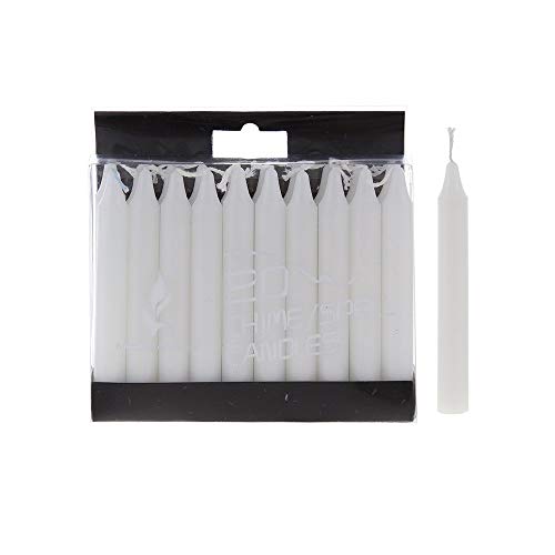 Mega Candles 20 Pcs Unscented White Mini Taper Candle, 4 Inch Tall X 1/2 Inch Diameter, Great For Casting Chimes, Rituals, Spells, Vigil, Witchcraft, Wiccan Supplies, Wax Play & More #TOP3