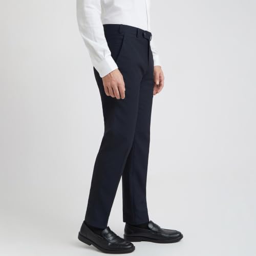 Image of Park Avenue Men Neo Fit Twill Pattern Poly Viscose Blend Flat Front Formal Trouser
