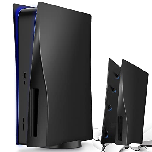 PS5 Faceplate Case Cover Schwarze Ersatzplatte für Disc Playstation 5 / PS5 Hartschalen-Faceplates Hautabdeckplatten ABS Kunststoff Mattschwarze Seitenplatten für PlayStation 5 Console Cover