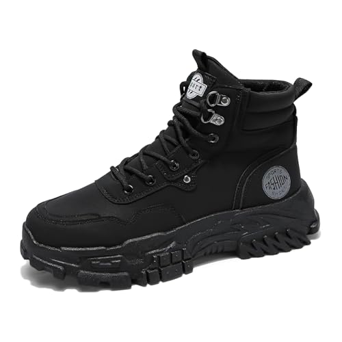 Men's High Top Fashion Sneakers,Casual Athletic Walking Shoes,Round Toe Lace-Up Shoes,Breathable Non-Slip Hiking Boots for Men