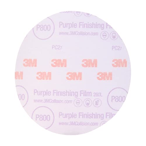 Image of 3M Hookit Purple Finishing Film Abrasive Disc 30670, 6 in, 800+ Grade, 50 Pack, Clear Coat Sanding, Paint Finishing, Defect Removal, Long Lasting
