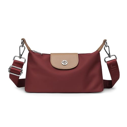 MOANATURA Bolso Bandolera Mujer Pequeño Nylon Impermeable – Bolso de Hombro con Correa Ajustable y Cremallera Segura, Ligero y Práctico para Viaje, Trabajo y Uso Diario (burdeos)