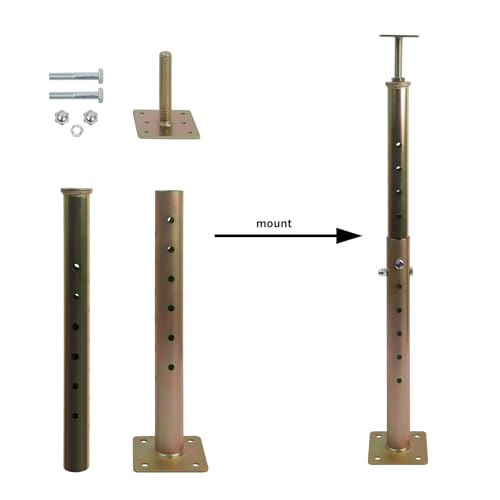 Image of 4-Pack House Floor Jacks, 19-35 Inch Galvanized Steel Support Posts