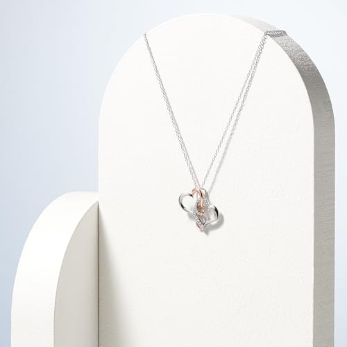 Amazon Essentials Sterling Silver Two Tone Double Heart Pendant Necklace Made with Crystal (18") (previously Amazon Collection)3