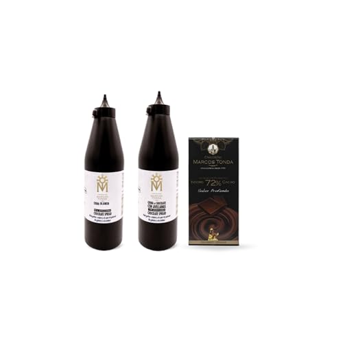 Chocolates Marcos Tonda – Pack Recetas | Chocolate Negro 72% | Crema De Avellana Dorada 1,2l | Chocolates Originales Para Regalar | Chocolate Blanco Para Gofres | Desde 1793