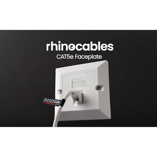 rhinocables CAT5e Ethernet Faceplate | Double 2 & Quad 4 RJ45 Gang Wall Sockets | Simple CAT 5 Setup for Printers, VoIP, Phones & More | Network Expansion for Home or Business (1 Port,Pack of 1) - Image 6