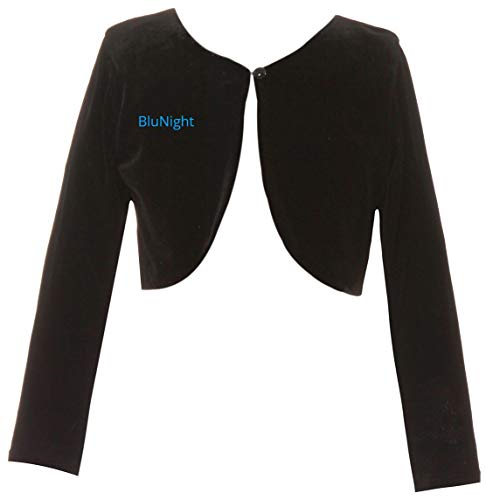Image of BluNight Collection Little Girls Long Sleeve One Button Velvet Bolero Sweater Jacket Dress Cover Up