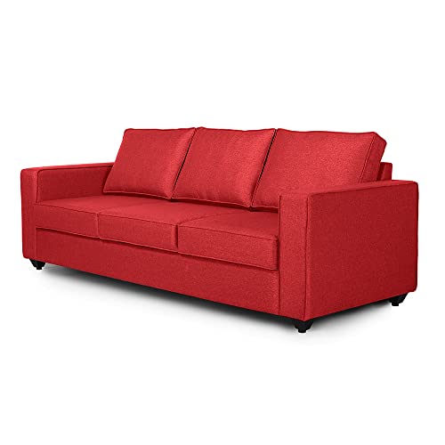 Image of Wakefit Sofa Set | 3 Year Warranty | Sofa 5 Seater, 5 Seater Sofa for Living Room, Wooden Sofa Set, Sofa Set 3+1+1 Seater - Napper(Omega : Red)