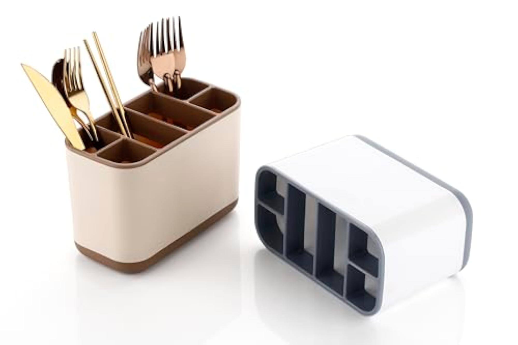 Plastic 6-Compartment Cutlery Holder, Multi-Functional Organizer
