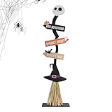 witch broom - segno di cortile di halloween in legno 110 x 33 cm, decorazione | forniture per feste portico portico giardino soggiorno decorazione camera da per evento
