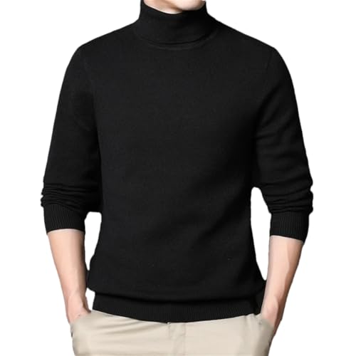 Men's Autumn Casual Solid Color Half High Ribbed Round Neck Pullover Sweater
