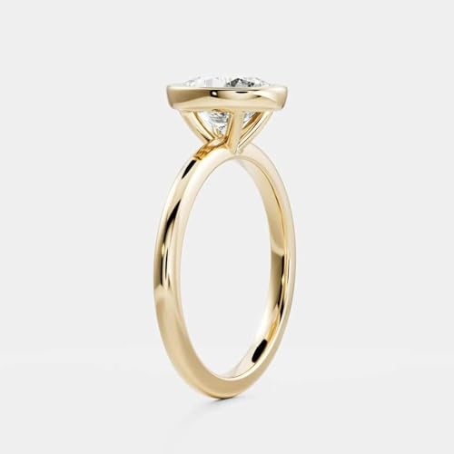2 CT Oval Shape Moissanite Engagement Ring 14K Yellow Gold Single Stone Bezel Setting Perposal Ring For Women Minimalist Solitaire Anniversary Jewelry Gift For Her4