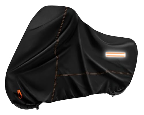 Enzeno Copertura impermeabile per moto, in tessuto Oxford 420D, con strisce riflettenti e fibbia antivento, copertura per tutte le condizioni atmosferiche, per la maggior parte delle moto, 245 x 105 x