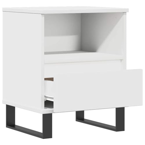 Table de chevet en bois blanche avec grand espace de rangement