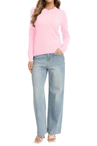 Image of QUALFORT Women's Sweaters Long Sleeve Soft Lightweight Basic Knitted Pullover Sweater