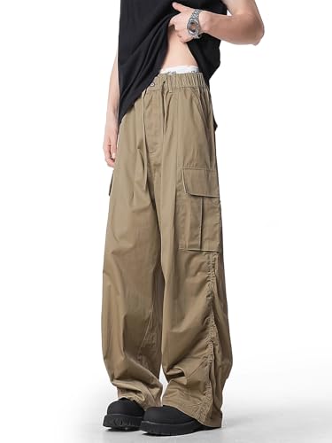 Men's Pants Spring American Loose Sport Casual Retro Wide-Leg Khaki Workwear for Men4