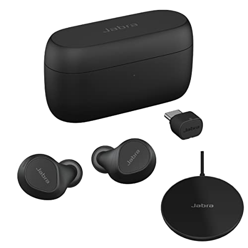 Jabra Evolve2 True Wireless Bluetooth Earbuds with Wireless Charging Pad - Active Noise Cancellation, MultiSensor Voice Technology - Certified to Work with Your Virtual Meeting Apps - Black