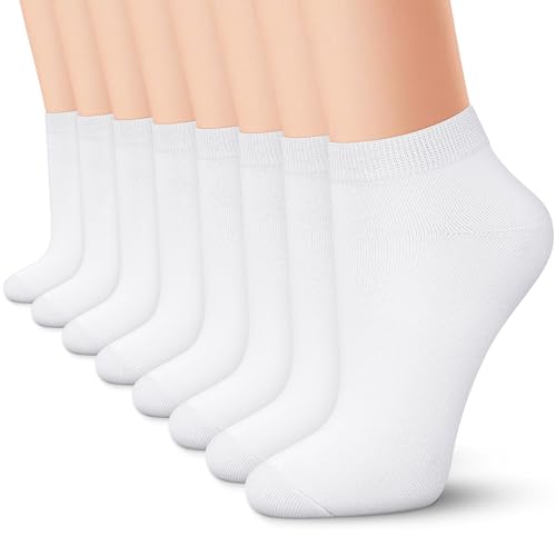 Blisset 8 Pairs Women's Breathable Cotton Ankle Socks, Anti-Slip Low Cut Socks for All-Day Comfort