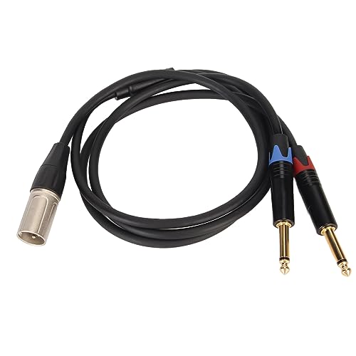 XLR 3 Pin Male to Double 6.35mm 1/4in TS Male Y Splitter Cable