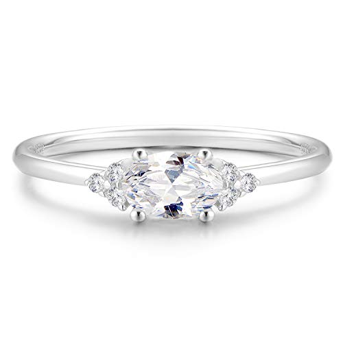 Sterling Silver 925 Oval Cut Prong Stacking Ring