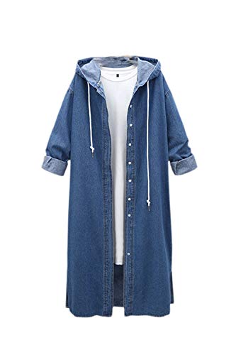 Damen Jacken Vintage Jeansjacken Classic Chic Frühling Herbst Lang Jeansmantel Langarm Cover