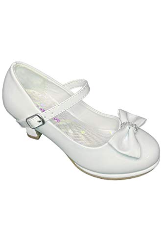 Flower Girl Dress Shoes for Weddings and Christmas - Big and Little Girl 2 Inch High Heel with Sparkle & Strap3