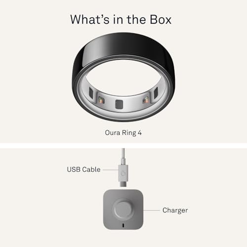 Oura Ring 4 - Black - Size 15 - Smart Ring - Size First with Oura Ring 4 Sizing Kit - Sleep Tracking Wearable - Heart Rate - Fitness Tracker - Up to 8 Days of Battery Life - 7