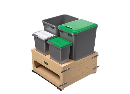 Contenedor de basura extraíble rectangular de madera