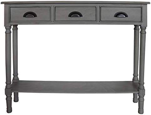 Urbanest Modern Burlington Console Table with 3 Drawers (Solid Wood, Vendee Gray)