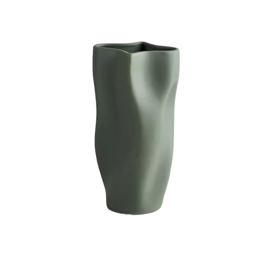 Ruoxiukhbzps Green Matte Twisted Ceramic Vase, Irregular Vases For Flowers, Decorative Vases For Home Living Room Centerpieces, For Living Dining Room Kitchen(Green)