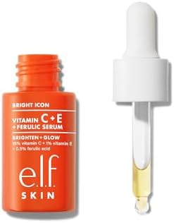 e.l.f. SKIN Bright Icon Vitamin C + E + Ferulic Serum Mini, Brightening & Soothing Face Serum, Helps Even Skin Tone, Vegan & Cruelty-Free, 0.5 fl oz