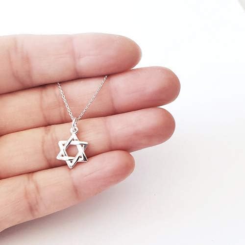 Sterling Silver Tiny Star of David Charm Necklace, 18" - Image 3