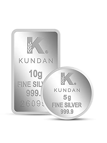 Image of Kundan 999.9 Pure (10gm Kalpataru Tree Colour Bar + 5gm Kalpataru Tree Silver Coin) Combo