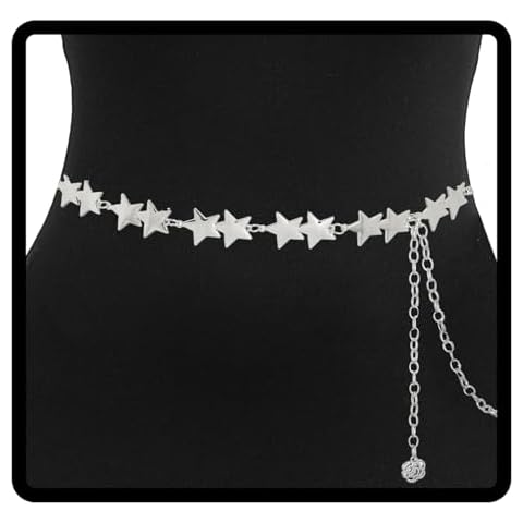 Navoky Star Waist Chain Silver Women Belly Chain Fashion Body Chains Waist Belt Jewelry Accessory for Dress and Pants Cover