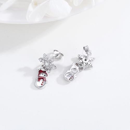 KoyeKei Christmas Snowman Earrings for Women 925 Sterling Silver Snowflake Dangle Drop Earrings Winter Snow Flower Jewelry Cute Holiday Christmas Stocking Stuffers Gifts for Daughter by KoyeKei - Image 3