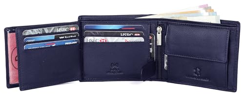 Image of WildHorn Rfid Protected Leather Wallet For Men, Cobalt Blue
